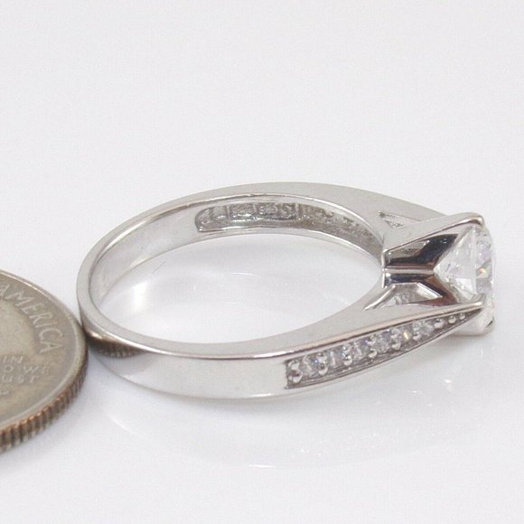 Sterling Silver Clear CZ Wedding Engagement Ring Size 8 - Picture 5 of 5